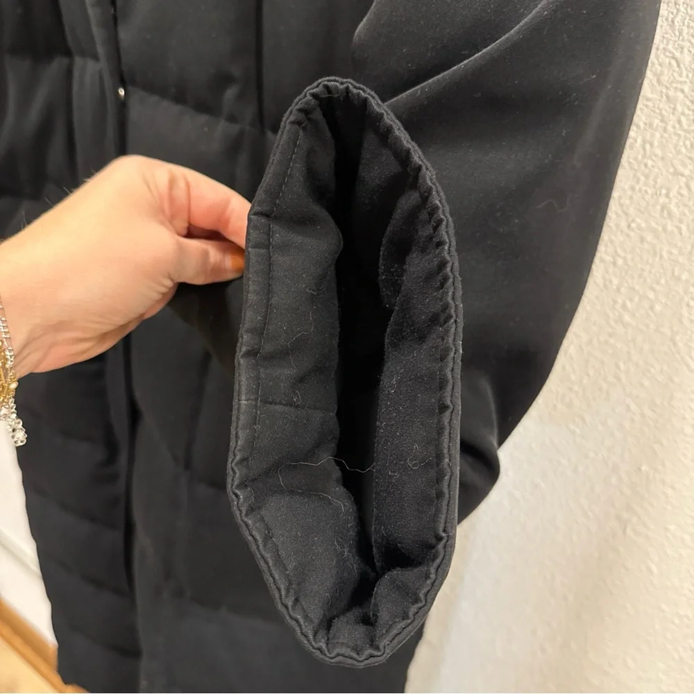 Anne Klein Black Puffer Coat Size Medium Fix‎ Fur Hood Vintage Down